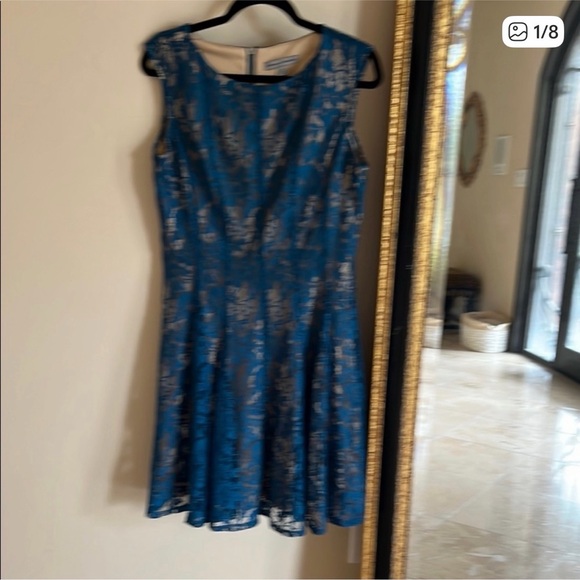 Danny and Nicole Teal Lace Fit and Flare Midi Dress - Picture 11 of 11